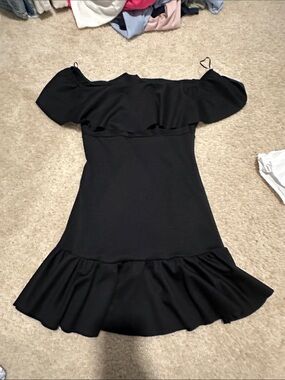 Urban Outfitters Black Off-the-Shoulder Ruffle Mini Dress